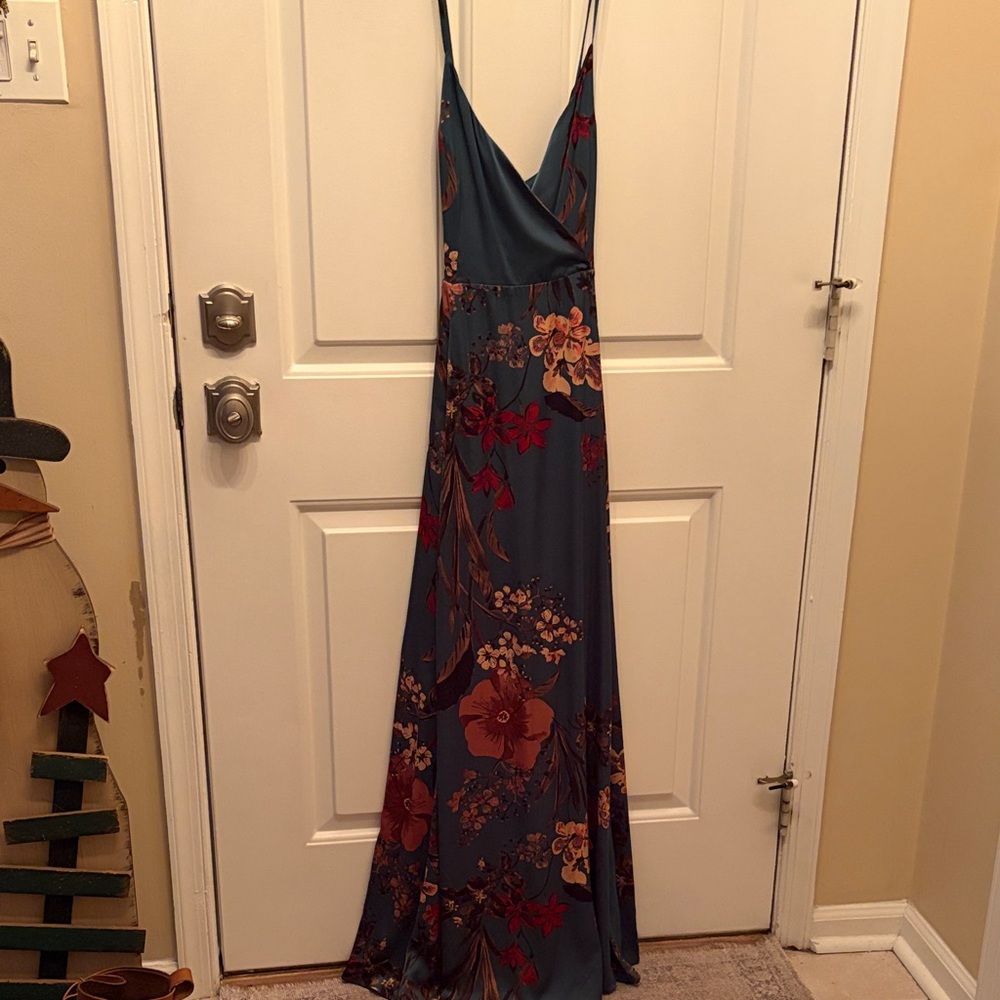 Lulu's Floral Maxi Dress in Blue and Red